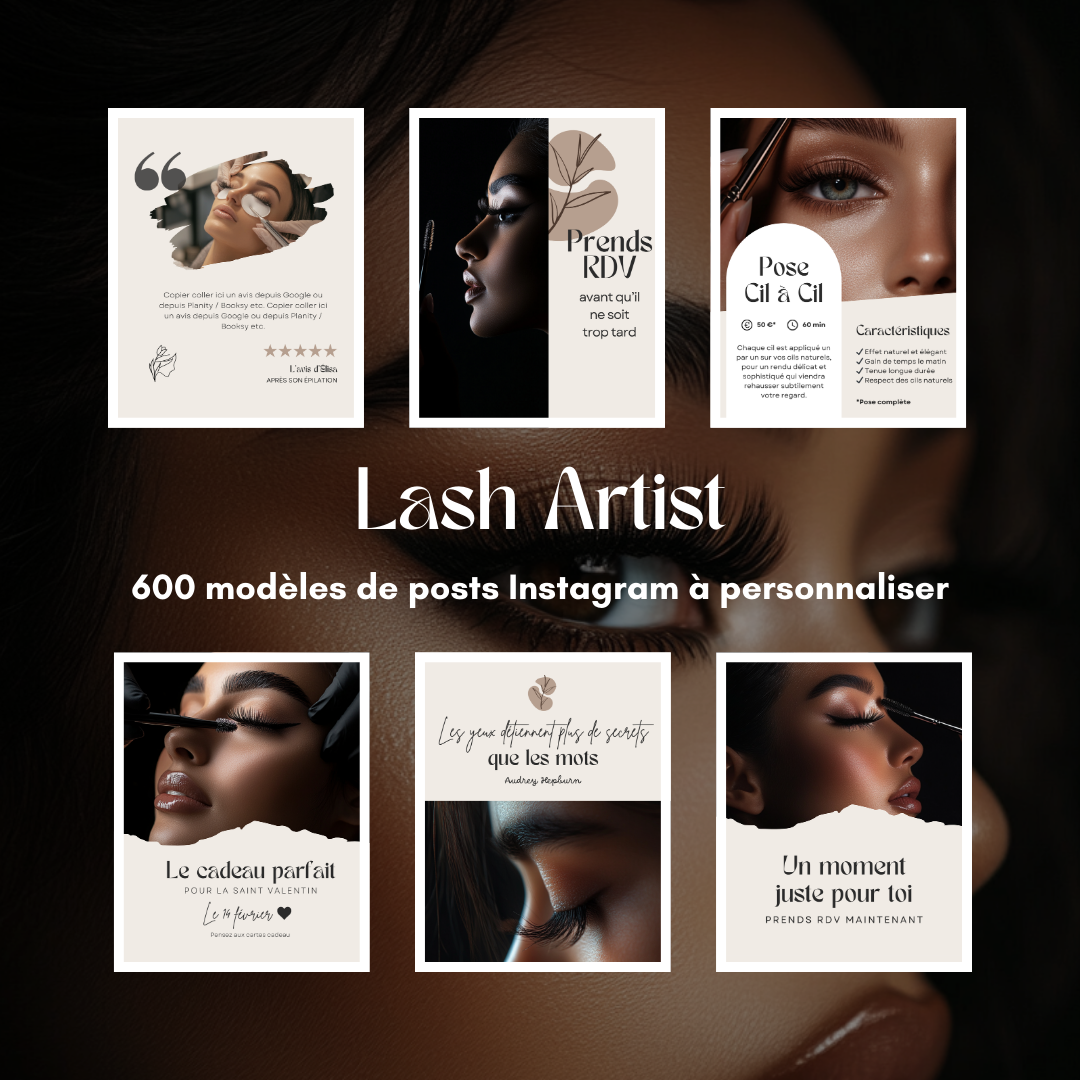 600 modèles de posts Instagram - Lash Artist