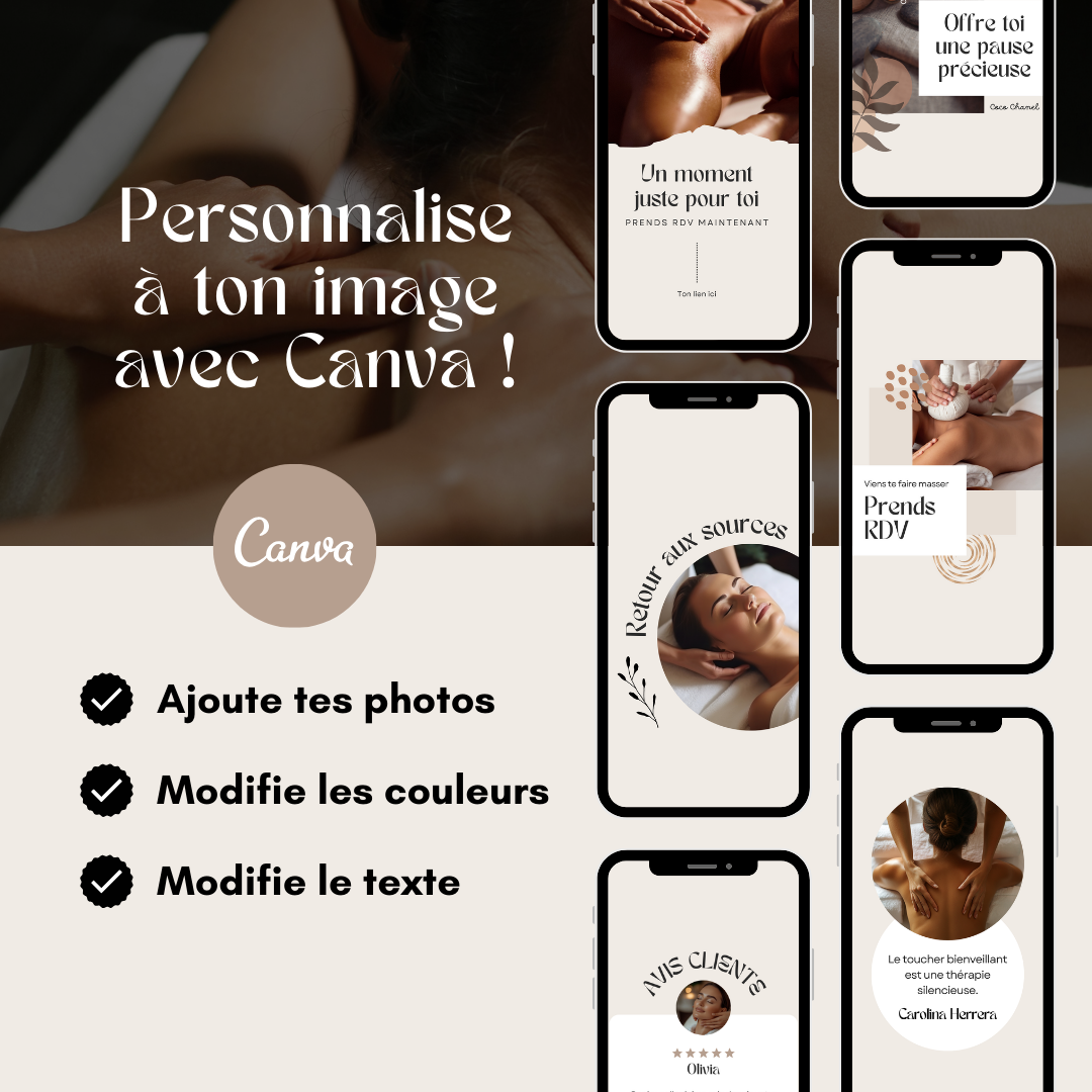 600 modèles de posts Instagram - Massages