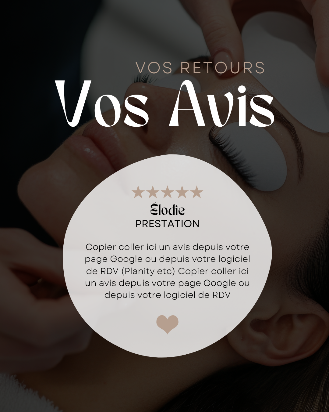 50 modèles de posts "Avis Client" - Lash Artist