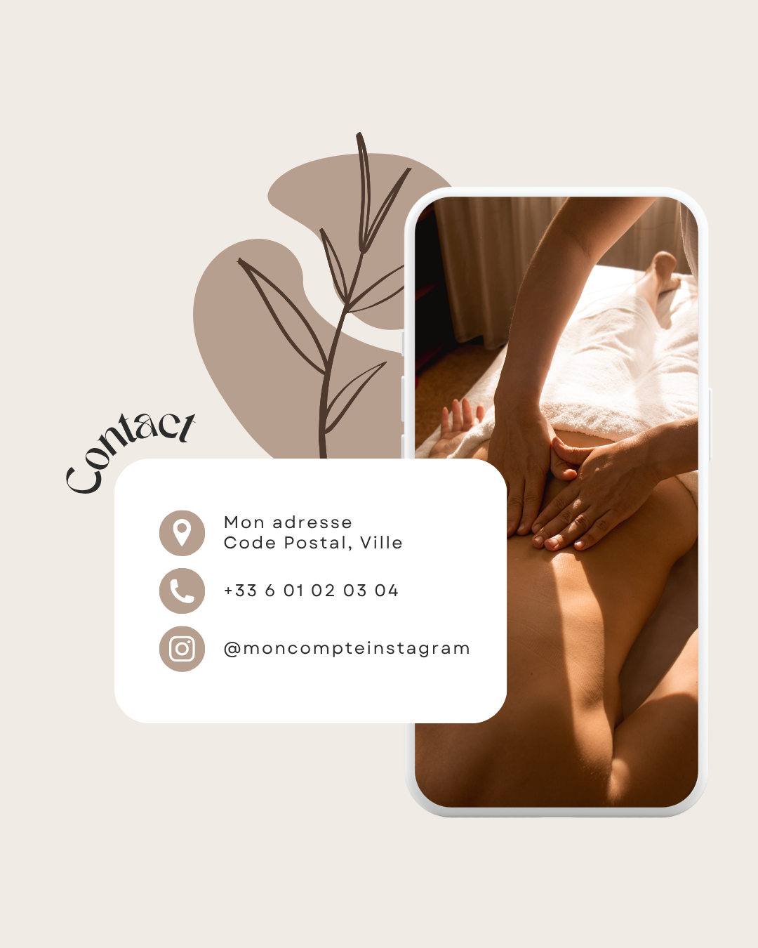 50 modèles de posts "Contact / Services / Tarifs" - Drainage Lymphatique
