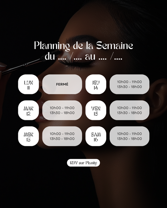 50 modèles de posts "Contact / Services / Tarifs" - Lash Artist