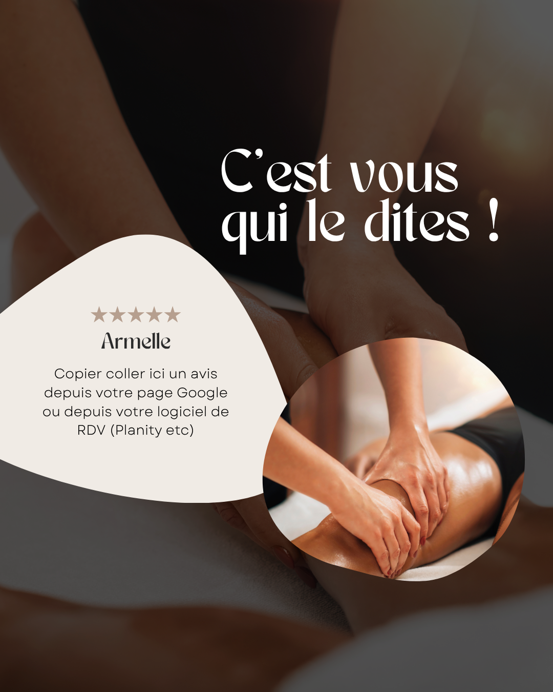 50 modèles de posts "Avis Client" - Drainage Lymphatique