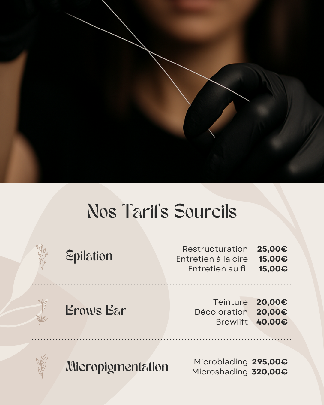 50 modèles de posts "Contact / Services / Tarifs" - Brow Artist