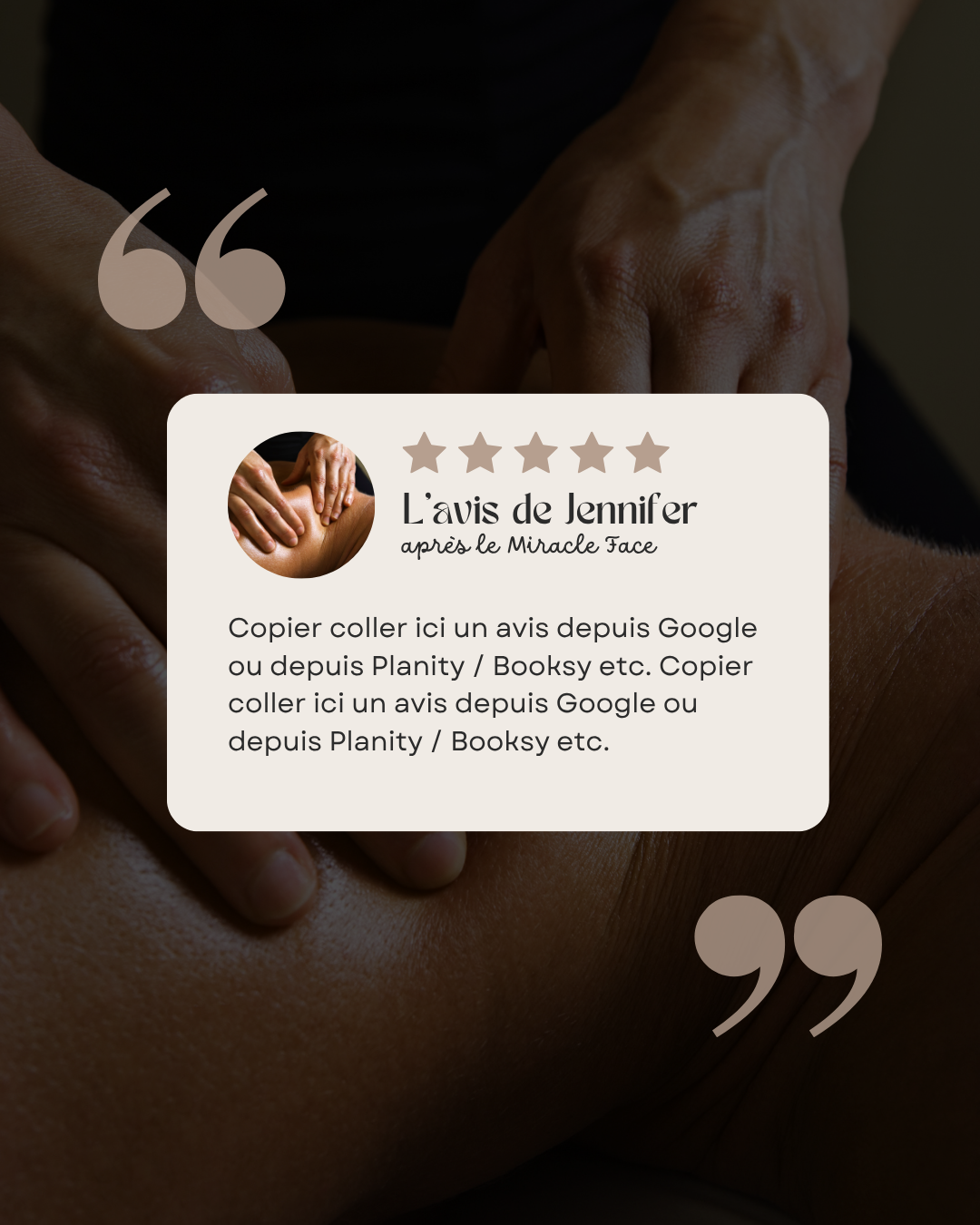 50 modèles de posts "Avis Client" - Drainage Lymphatique