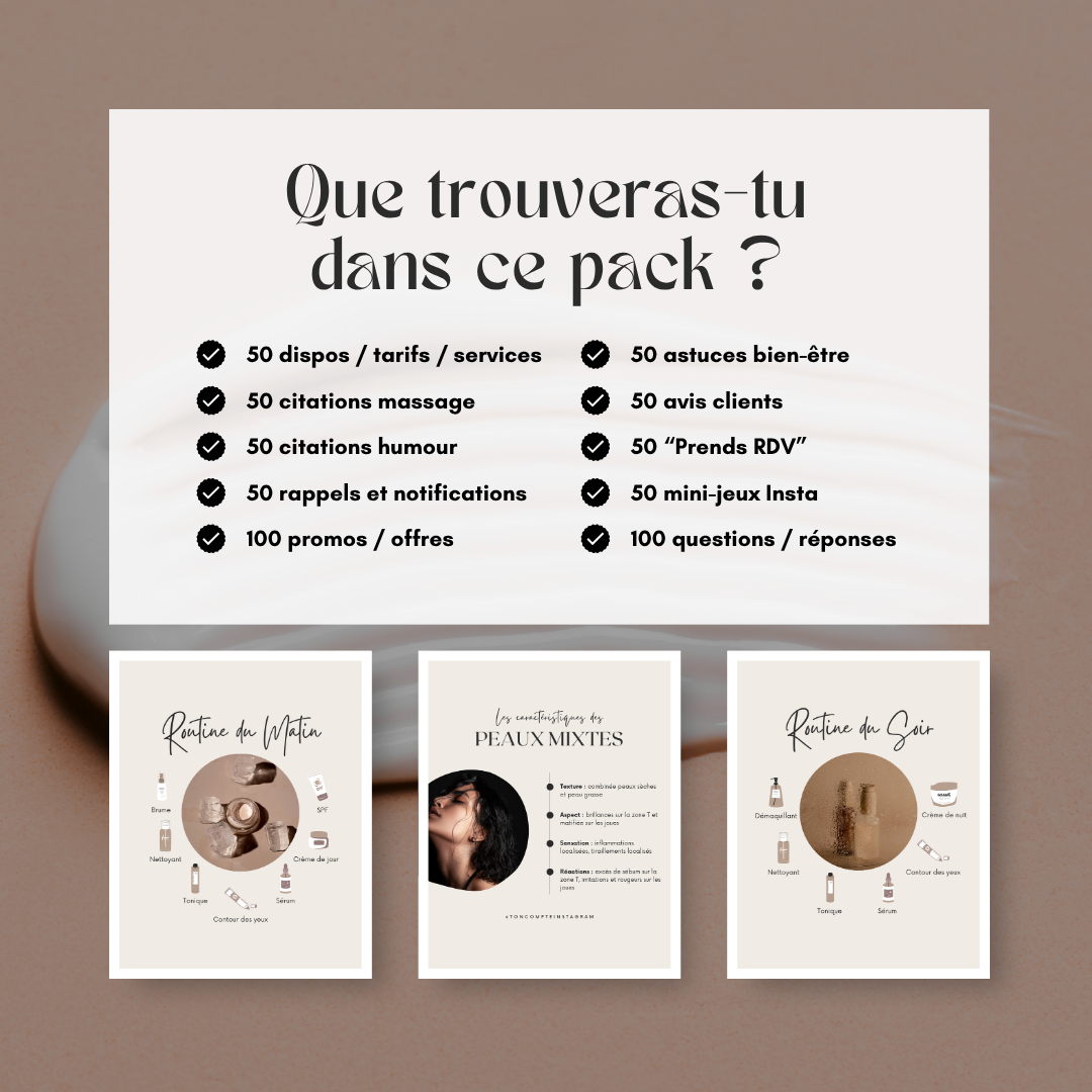 825 modèles de posts Instagram - Skincare