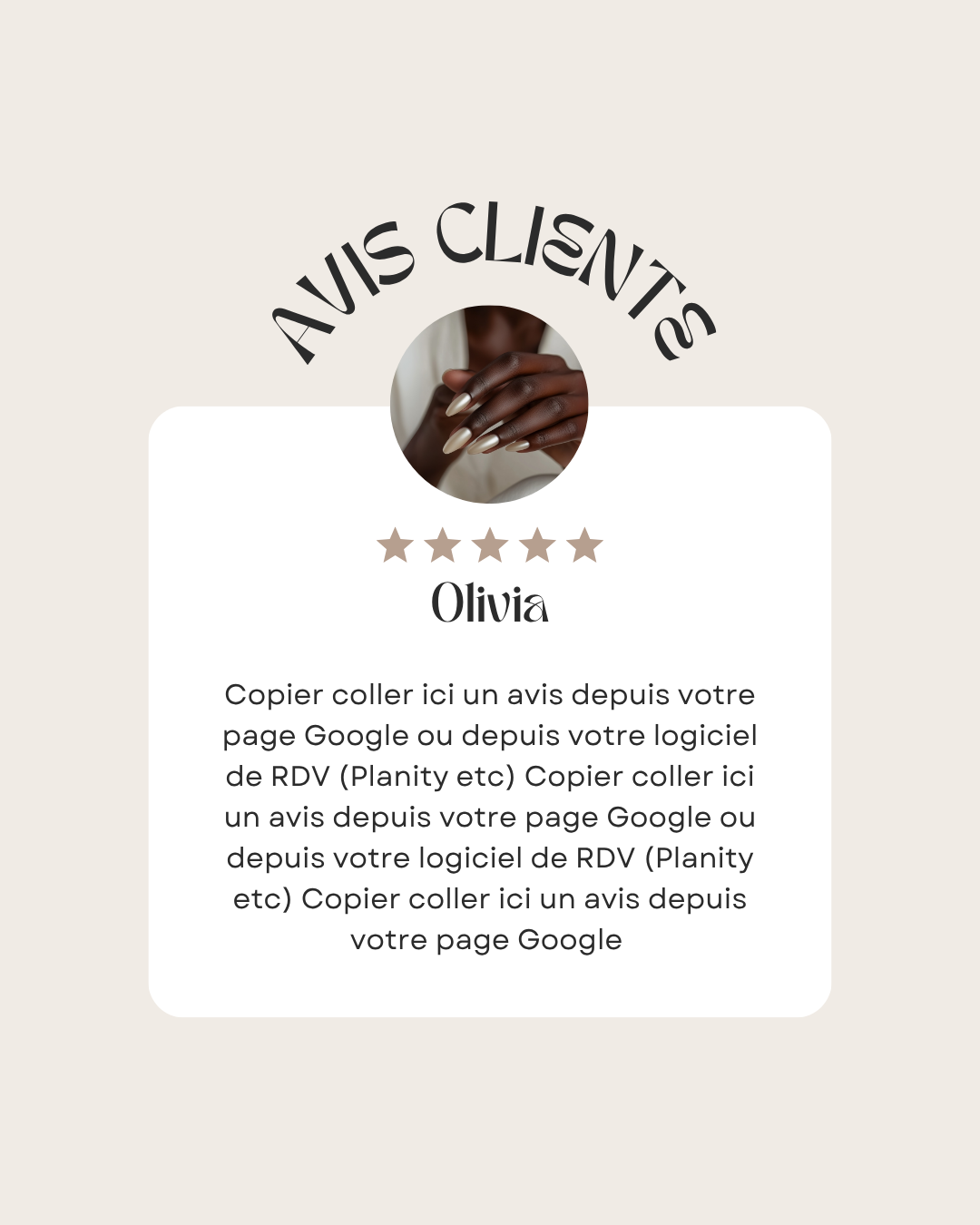 50 modèles de posts "Avis Client" - Prothésiste Ongulaire