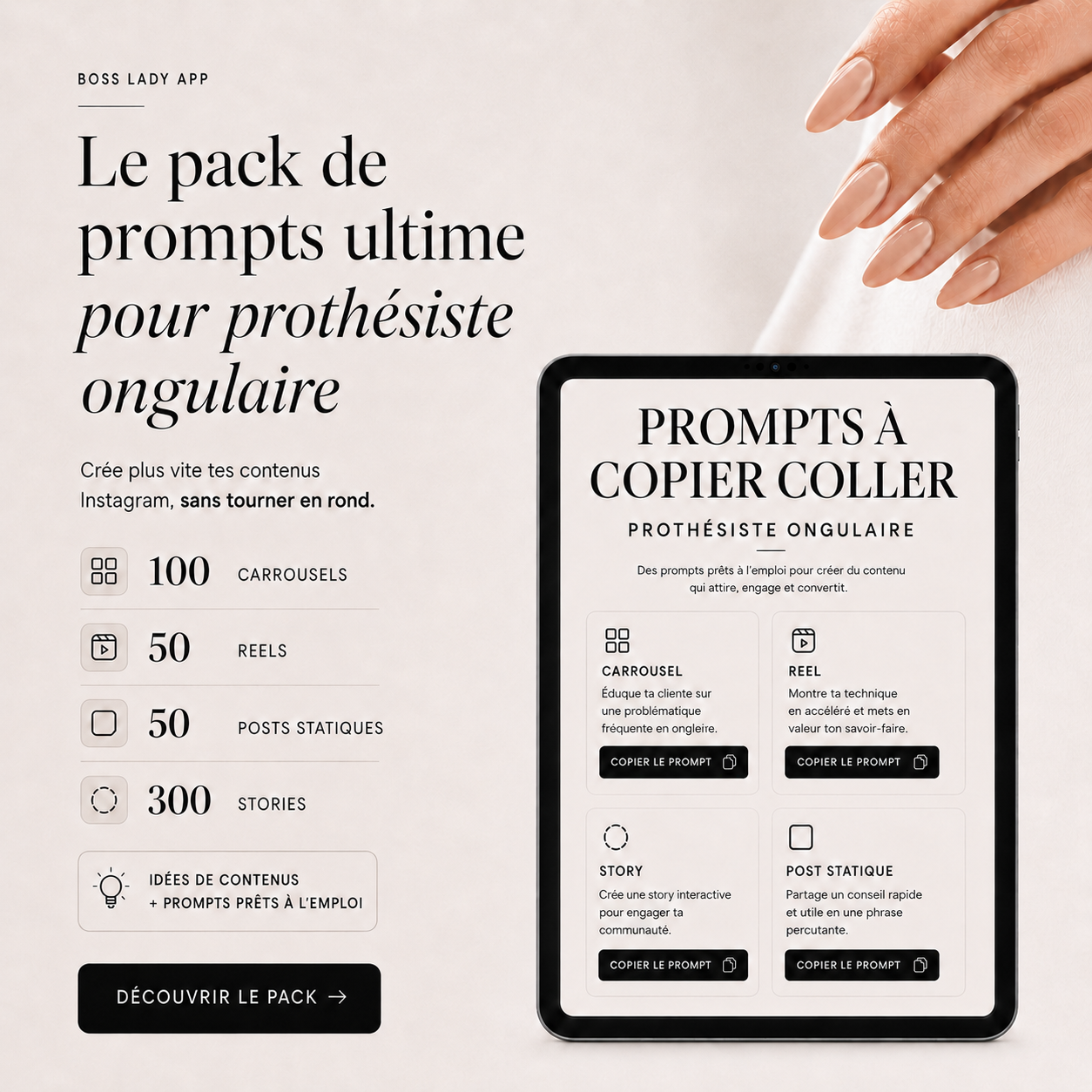 Pack de 500 prompts - Prothésiste ongulaire